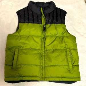 GYMBOREE SNOWBOARD CHAMP GREEN & GRAY PUFFER VEST FLEECE LINED 3 4 EUC